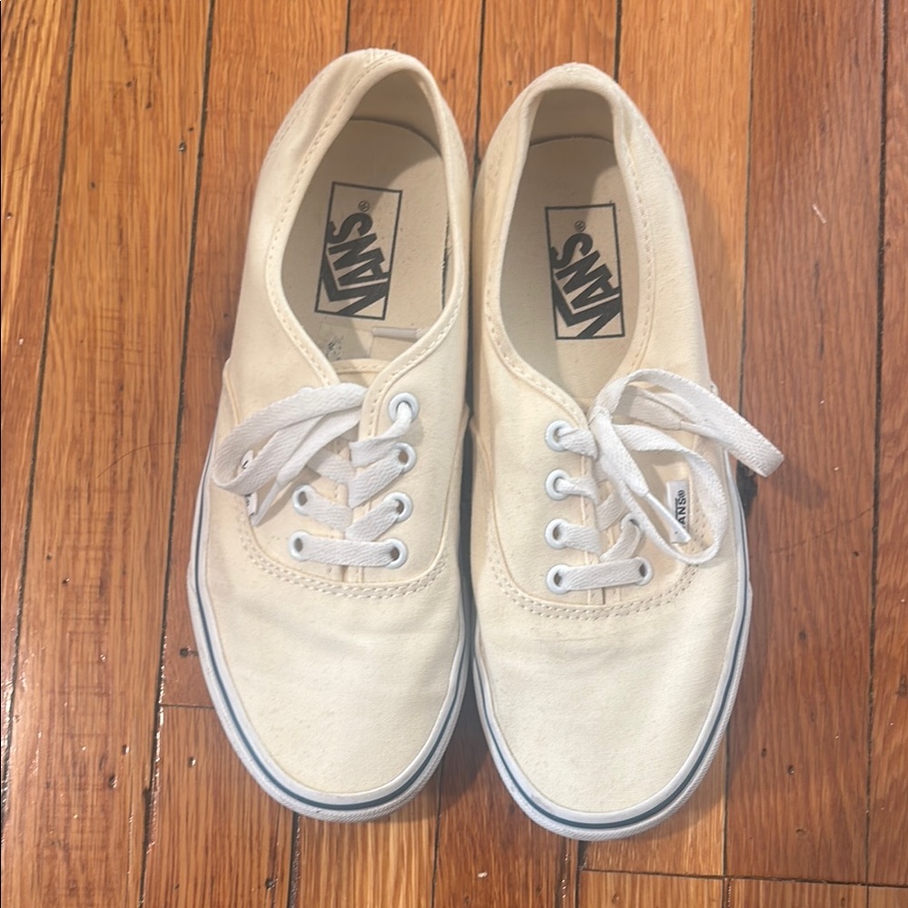 Vans Cream and White Canvas Shoes
